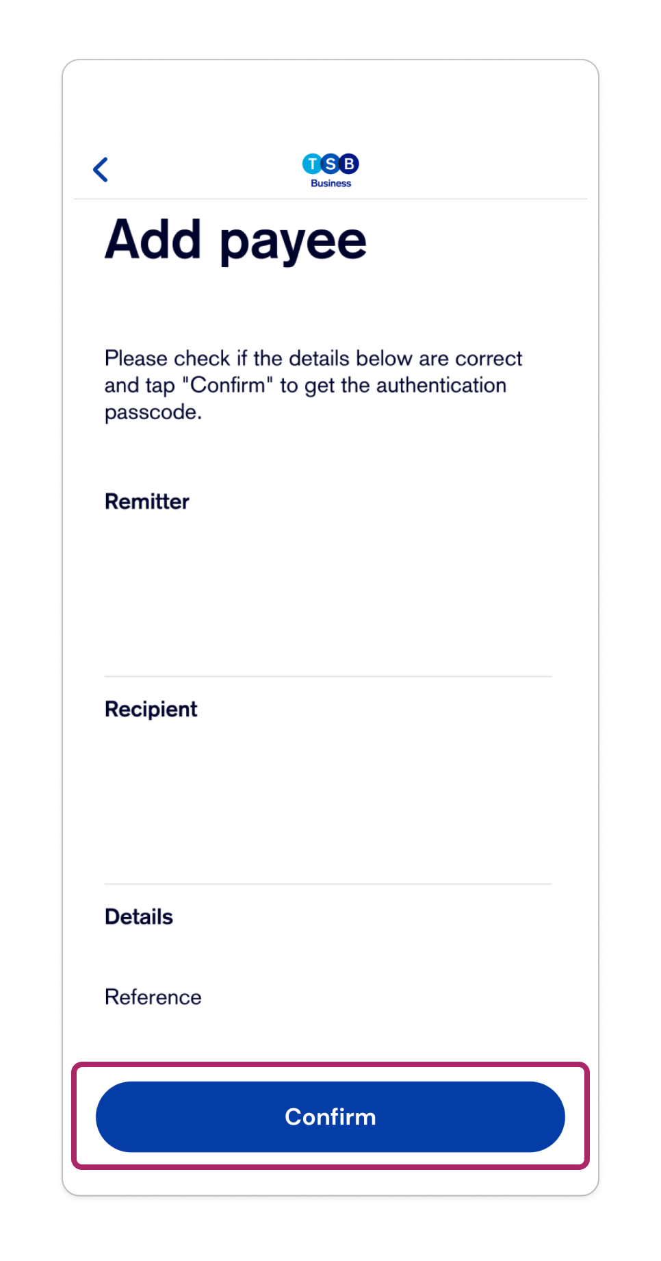 Review the recipient details and then tap ‘Confirm’