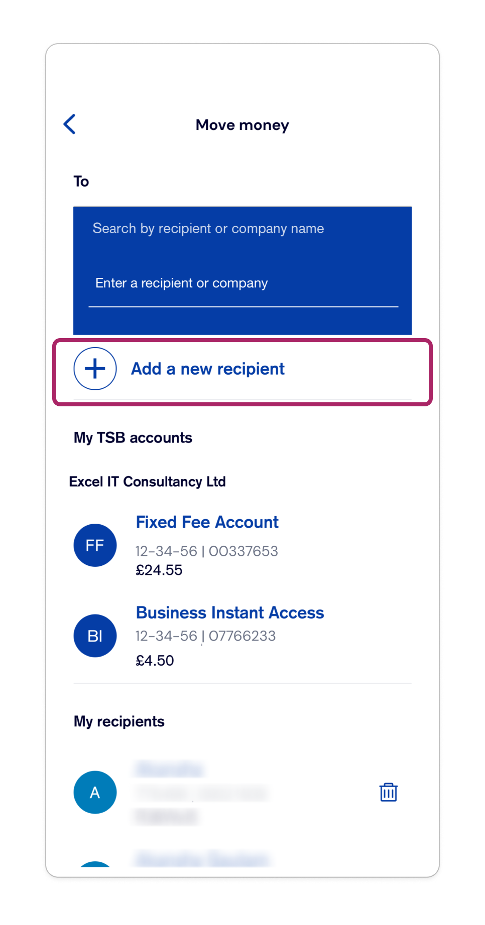 Tap ‘Add a new recipient’.