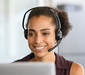 Female with headset on
