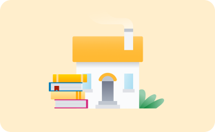 House with book stack