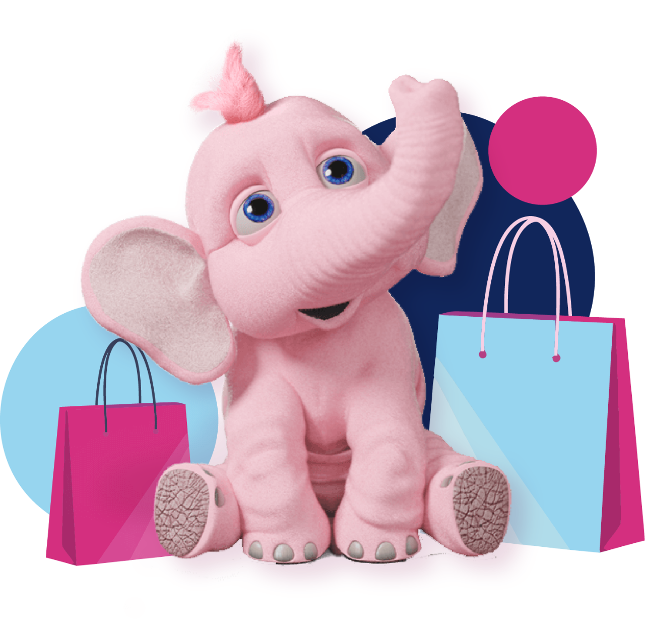 Tiny with shopping bags