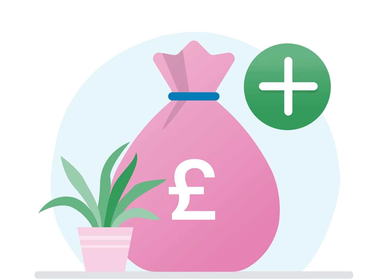 Money bag and plus icon